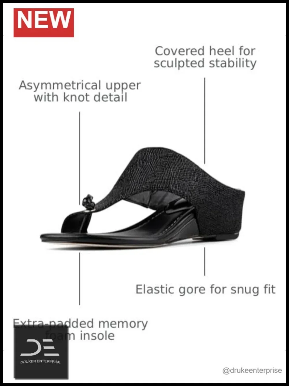 Womens Vivika Wedge Sandals Leather Memory Foam Ankle Strap Slip On